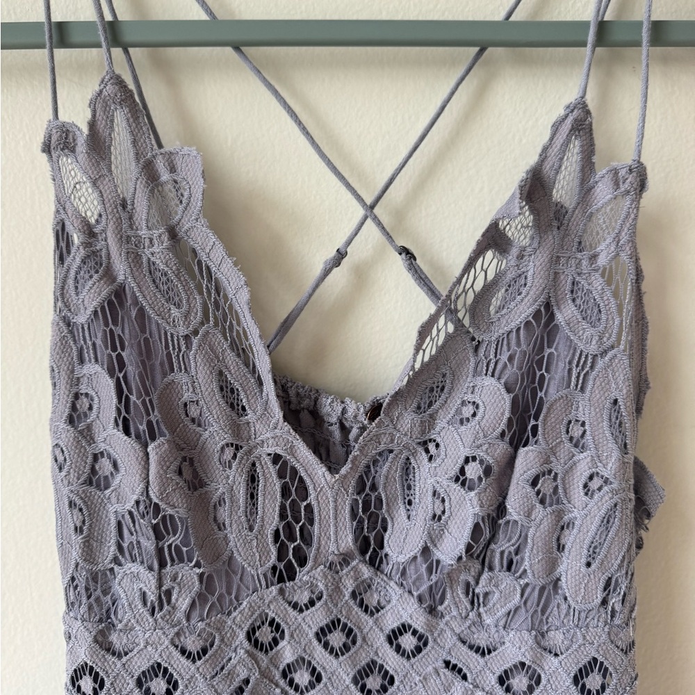 Free People Adella Maxi Dress Size Small  Lace Maxi Dress in Dark Gray Boho Chic - Picture 11 of 15